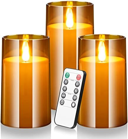 LED Flickering Flameless Candles Fall Decor Battery Operated Candles with 10-Key Remote Outdoor I... | Amazon (US)