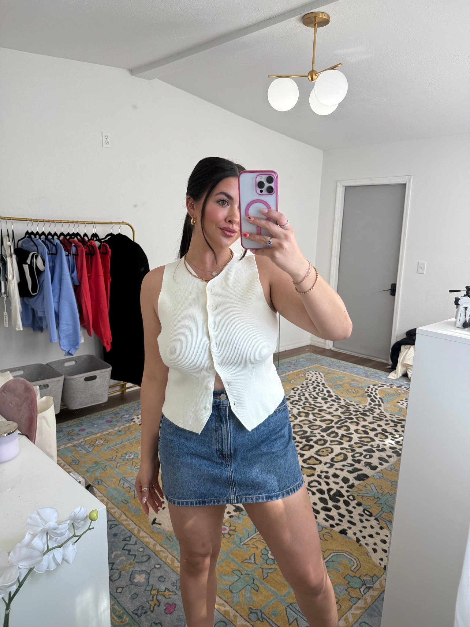 Aritzia denim skirt & cute white button top! Perfect for daily wear or dress it up to go out. 

Size 29 in micro skirt, M in top! 

#LTKSpringSale #LTKFindsUnder100 #LTKStyleTip