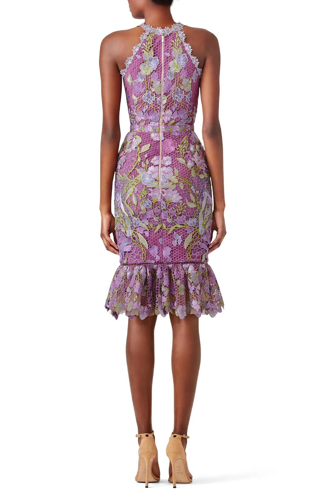 Purple Lace Flounce Sheath | Rent the Runway