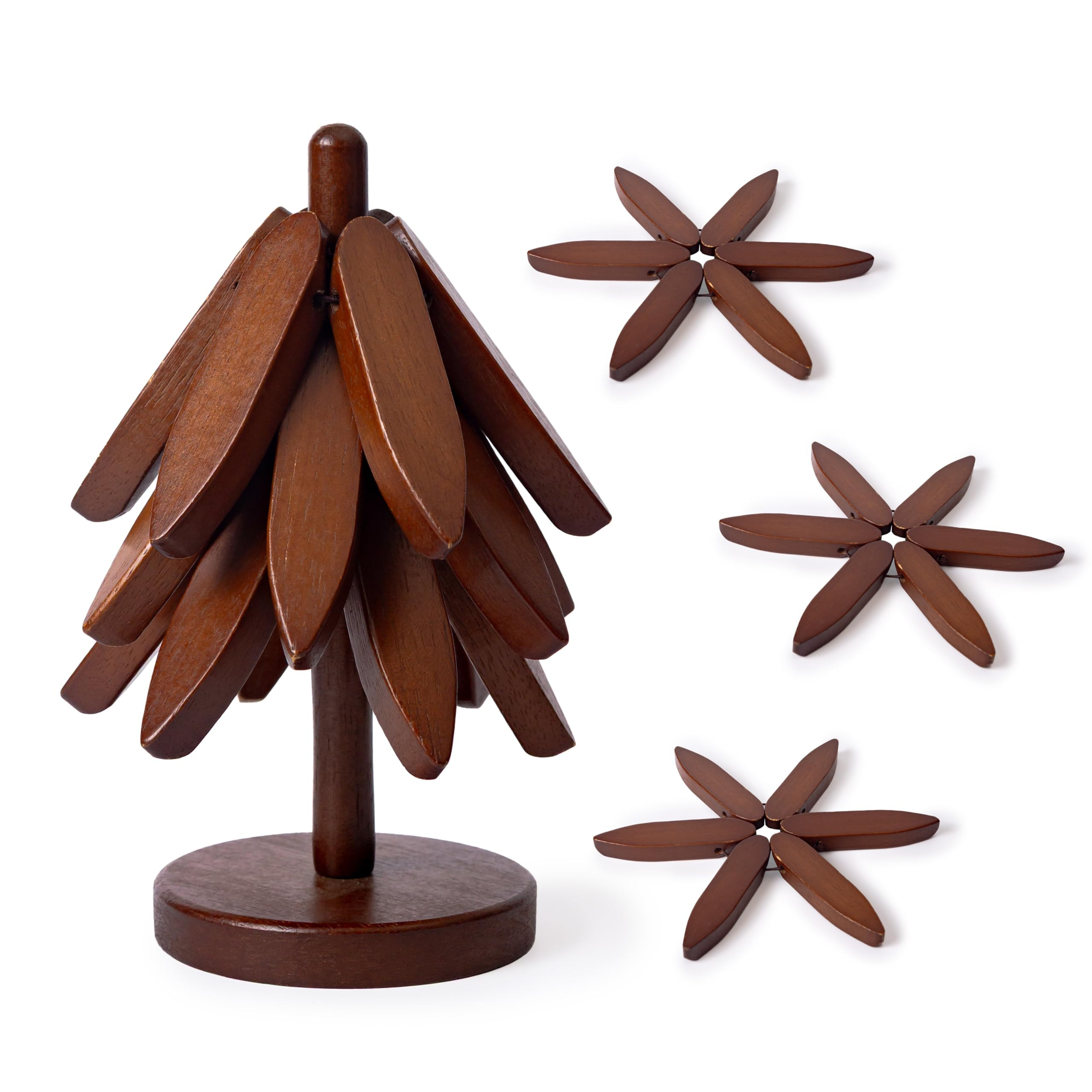 Wooden Trivets for Hot Dishes, Tree Shape Set, Best for Hot Dishes - 3 Wooden Trivets + 1 Stand s... | Amazon (US)