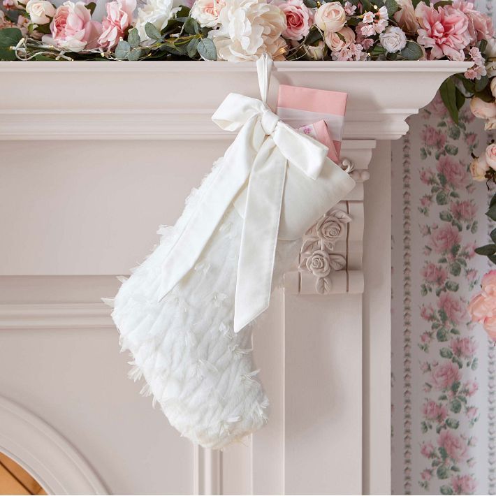 LoveShackFancy Sweet Bow Fur Stocking | Pottery Barn Teen