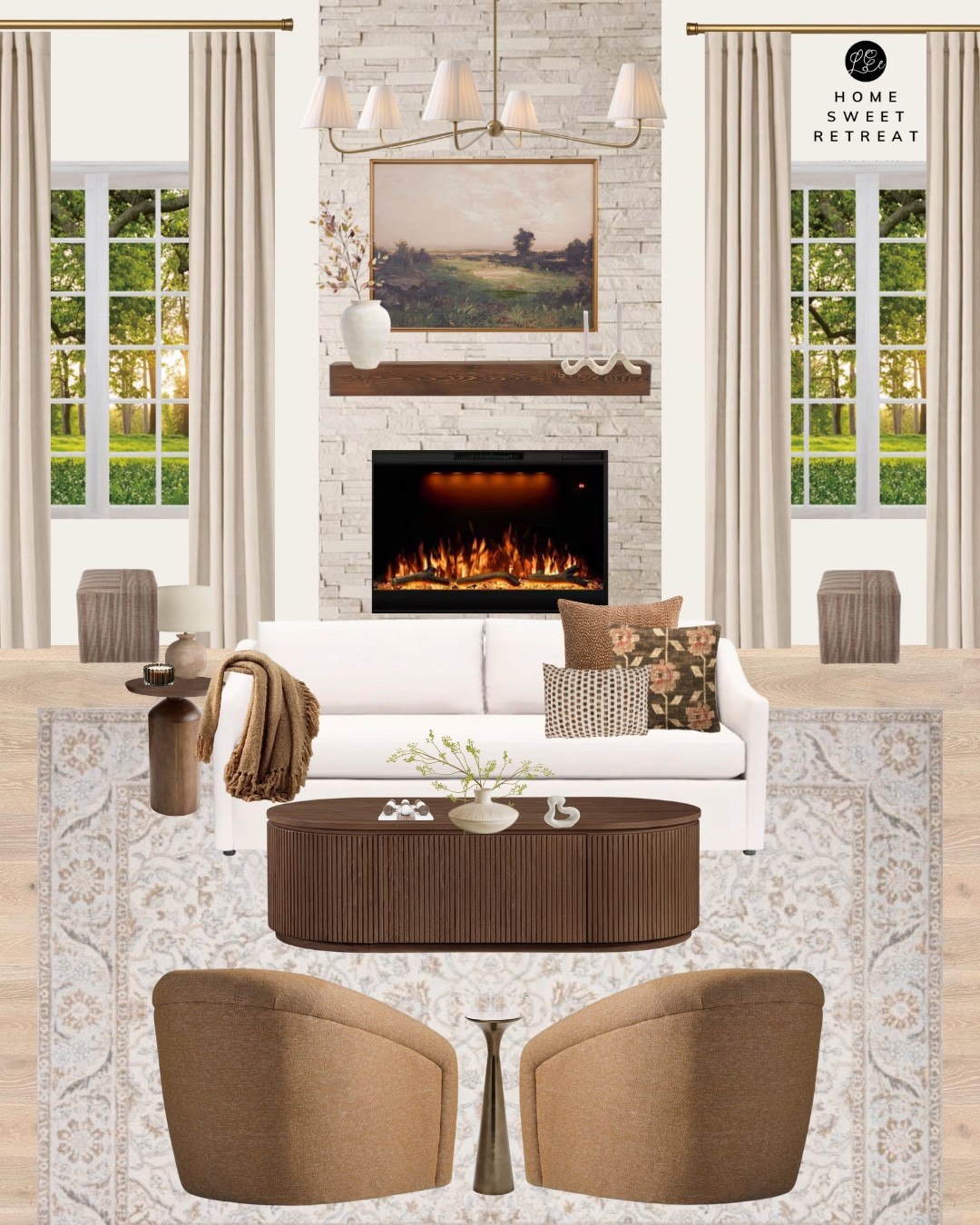 Neutral modern classic living room inspired with bright and airy neutrals and pops of brown  

#LTKHome