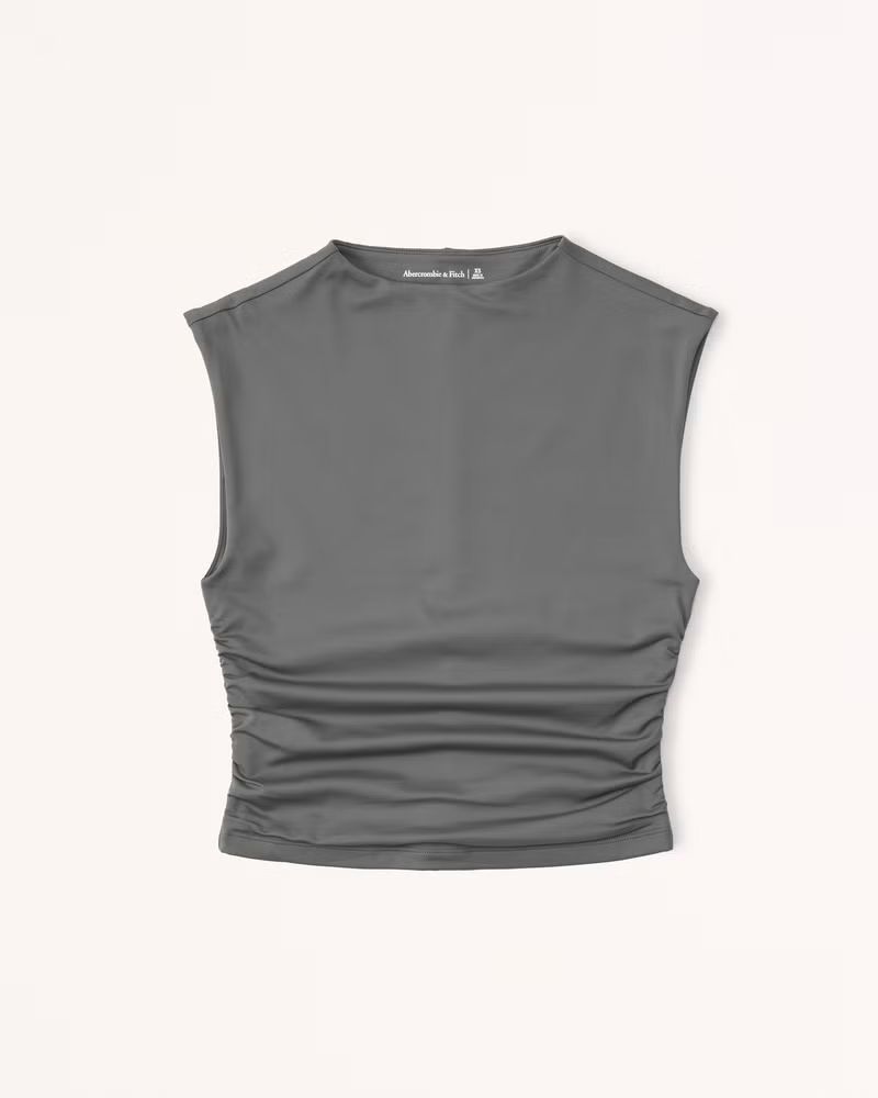 Sleek Seamless Fabric Ruched Mockneck Top | Abercrombie & Fitch (US)