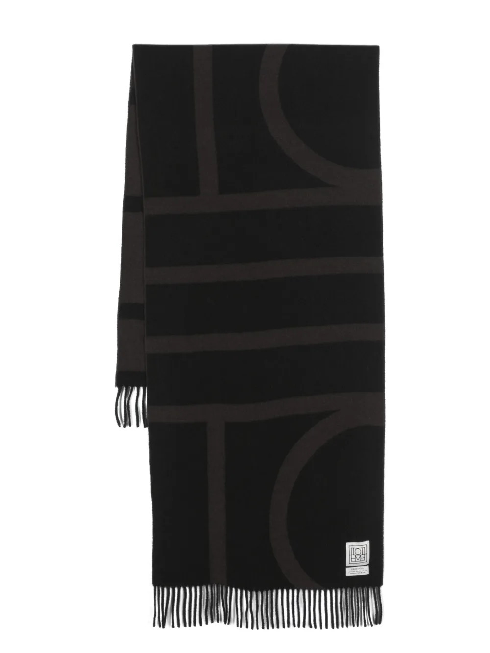 TOTEME Monogram Jacquard Wool Scarf | Black | FARFETCH UK | Farfetch Global