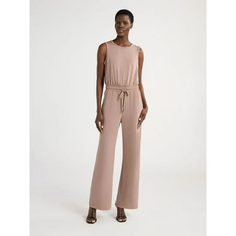 Scoop Women’s Scuba Knit Racerback Wide Leg Jumpsuit, Sizes XS-XXL | Walmart (US)