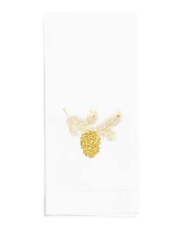 Hand Embroidered And Hemstitched Pinecone Hand Towel | TJ Maxx