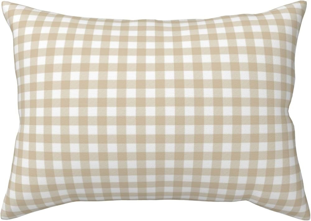 White Beige Twill Stripe Plaid Super Soft Pillowcases with Envelope Closure, Breathable, Wrinkle ... | Amazon (US)