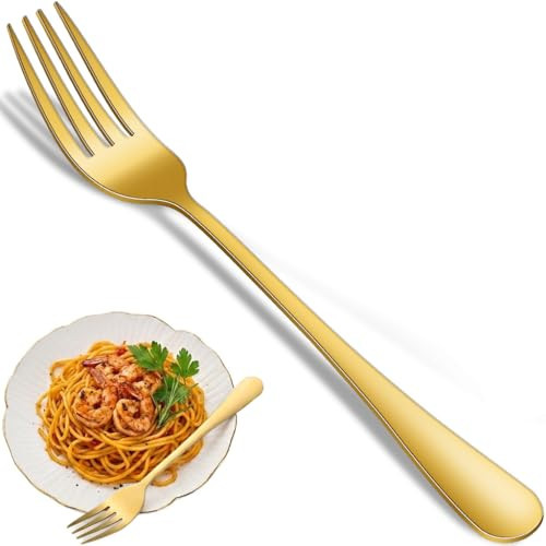 Gold Dinner Forks Set, 8-Piece 8 Inch PVD Gold Stainless Steel Cutlery Forks,Golden Metal Fork for Home Party Or Wedding,Dishwasher Safe Golden Table Fork Set | Amazon (US)