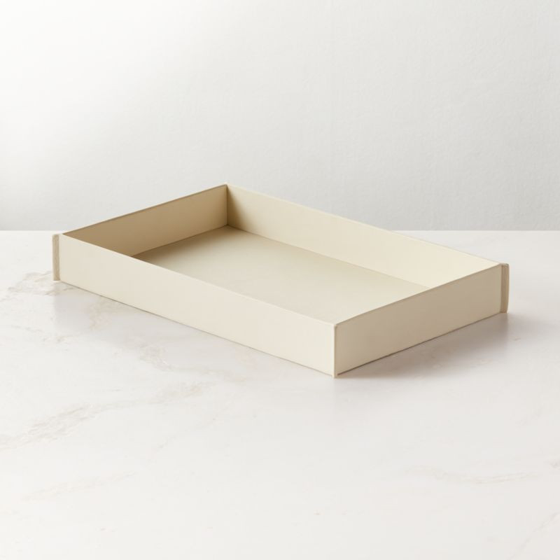 Nezzo White Leather Letter Tray | CB2