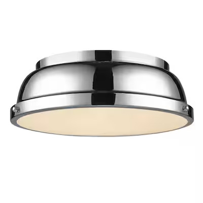 Golden Lighting Duncan 14-in Chrome Incandescent Flush Mount Light Lowes.com | Lowe's