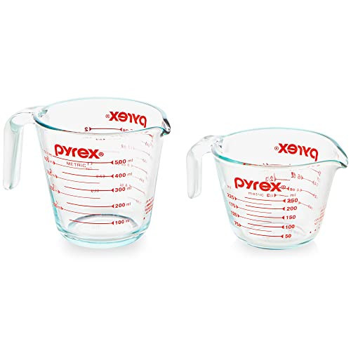 Pyrex Essentials (2-Pack) Glass Measuring Cups Set, (1 & 2 Cup) Measuring Cups For Prepping, Baking and Cooking, Preheated Oven, Dishwasher, Freezer, and Microwave Safe | Amazon (US)