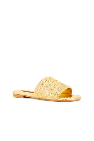 SIMONMILLER Metallic Raffia Salerno Sandal in Gold & Natural from Revolve.com | Revolve Clothing (Global)