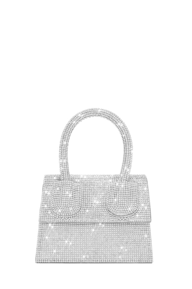Miss Lola | Silver Embellished Mini Bag | MISS LOLA