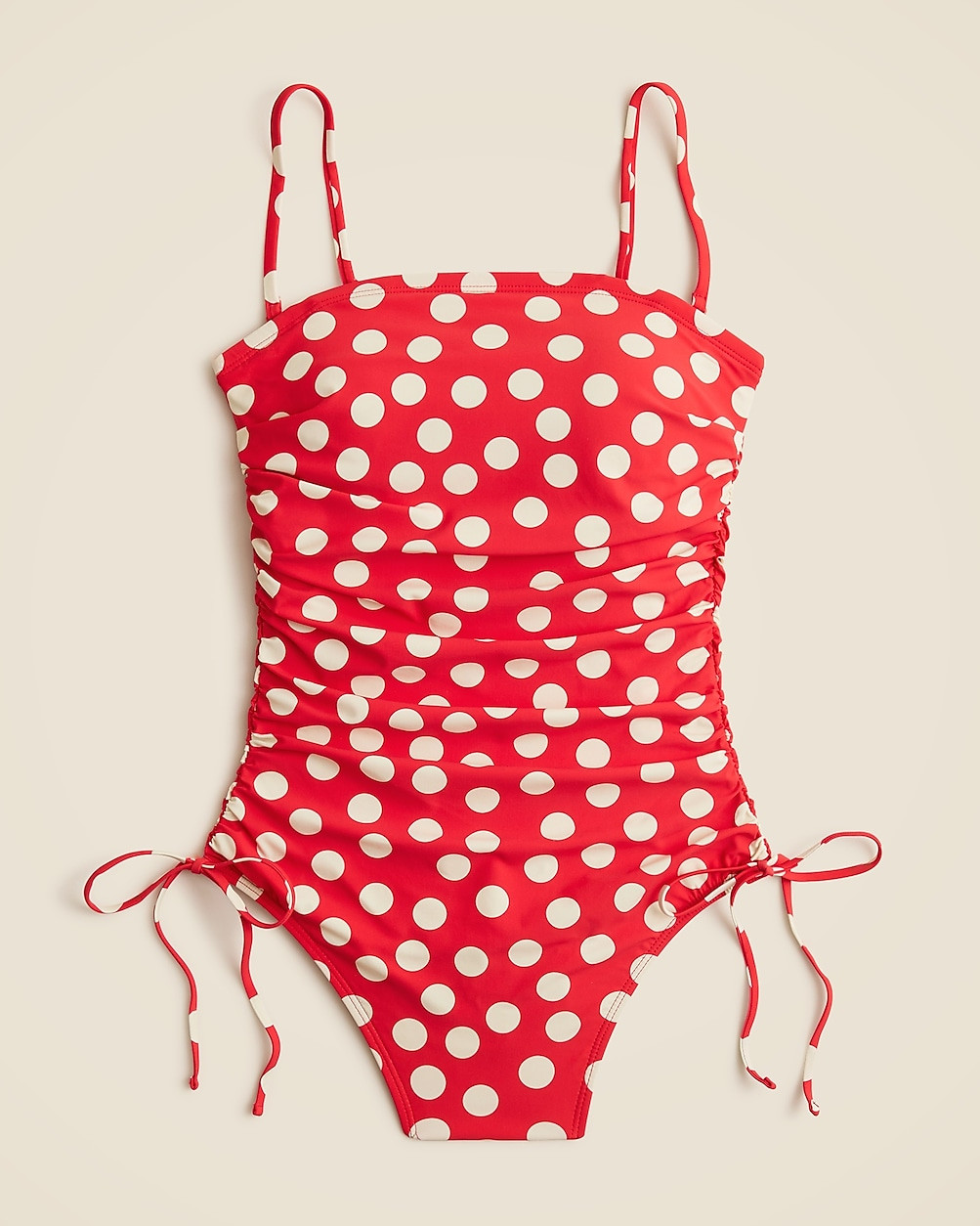 Long-torso ruched bandeau one-piece with side ties | J. Crew US