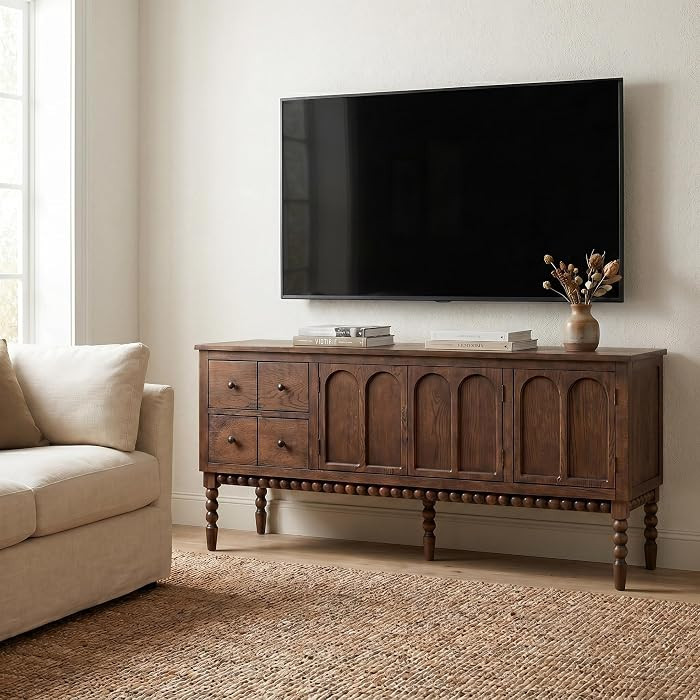 Pembroke 65\u201d Cottage Entertainment Console, TV Stand or Dining Server, Spindle Leg Media Cab... | Amazon (US)