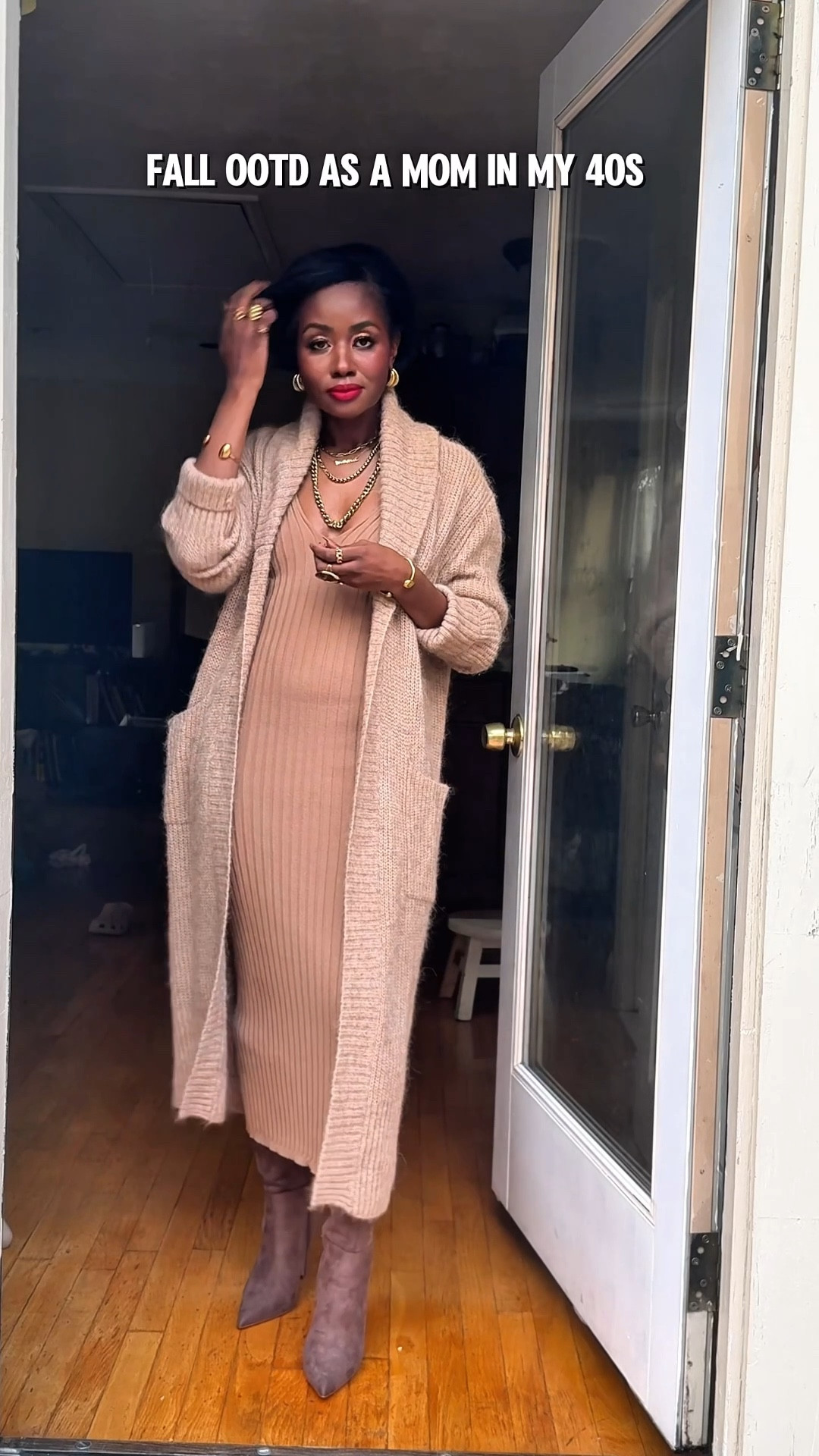 While I don’t have the exact pieces for this ensemble, I did find an alternative that gives off the same vibe! 
.
.
.
If fall had a signature look, this would be it. A ribbed knit dress, long cardigan, and suede boots , effortless, cozy, and pulled together without trying too hard. I love how the monochromatic earth/neutral tones make it feel expensive even though every piece is wearable for everyday life. Add gold jewelry for polish and you’ve got the perfect outfit for date night, brunch, or holiday get-togethers.

While I don’t have the exact pieces for this ensemble, I did find an alternative that gives off the same vibe! 

#LTKOver40 #LTKFindsUnder100 #LTKSeasonal