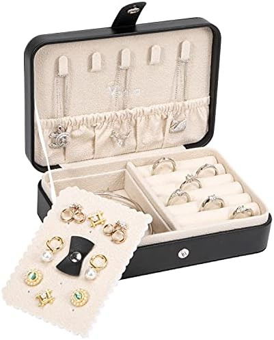Voova Small Jewelry Organizer Box, Travel Jewelry Case for Women Teen Girls, Mini PU Leather Port... | Amazon (US)