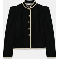 Zara - Contrast Trim Blazer - Black - Xs - Woman | Zara US