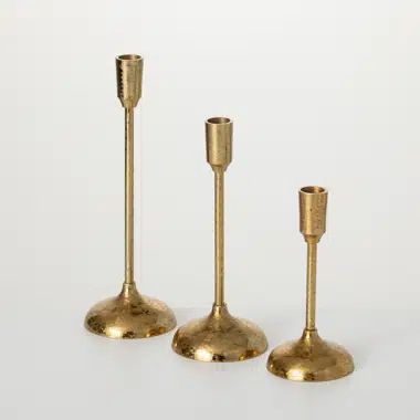 Brushed Gold Mod Taper Holder- Set Of 3 | Wayfair North America