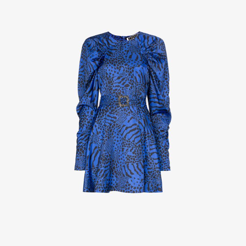 Rotate Womens Blue Tara Animal Print Mini Dress | Browns Fashion