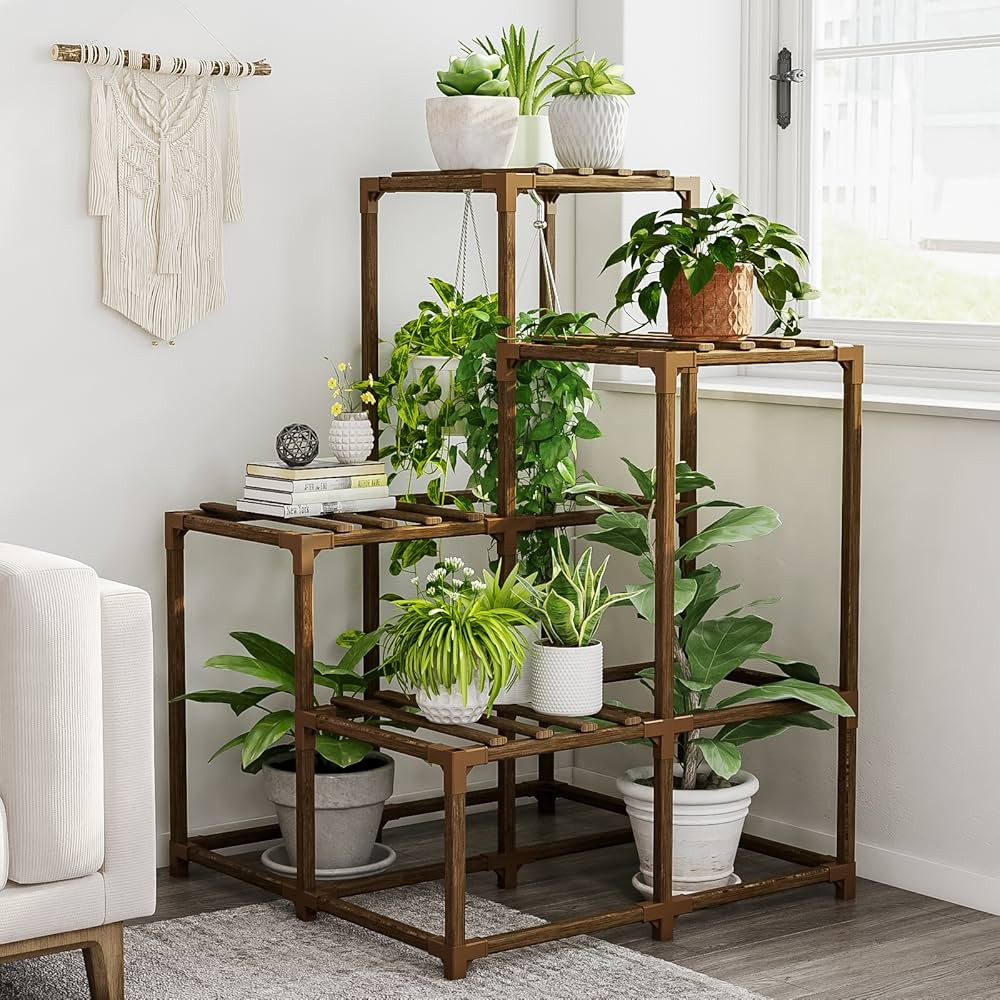 Bamworld 4-Tier Indoor Outdoor Plant Stand Holder for Patio Balcony Garden | Amazon (US)