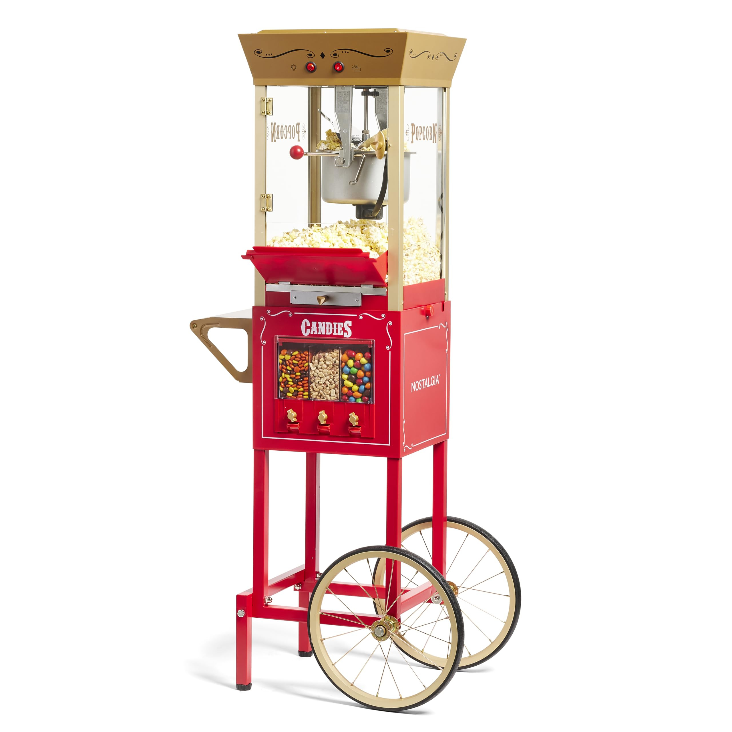 Nostalgia Vintage 8 Ounce Professional Popcorn Cart Makes Up to 32 Cups, Three Storage Candy & Ke... | Amazon (US)