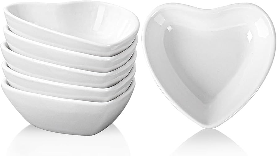 Delling Mini Dipping Bowls Set Soy Sauce Dish, Heart Shaped Dip Bowls, Small Ceramic Bowls for Ke... | Amazon (US)
