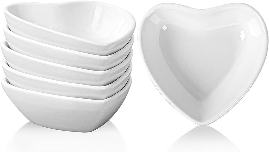 Delling Mini Dipping Bowls Set Soy Sauce Dish/Bowls, Heart Shaped Dip Bowls, Small Ceramic Bowls ... | Amazon (US)
