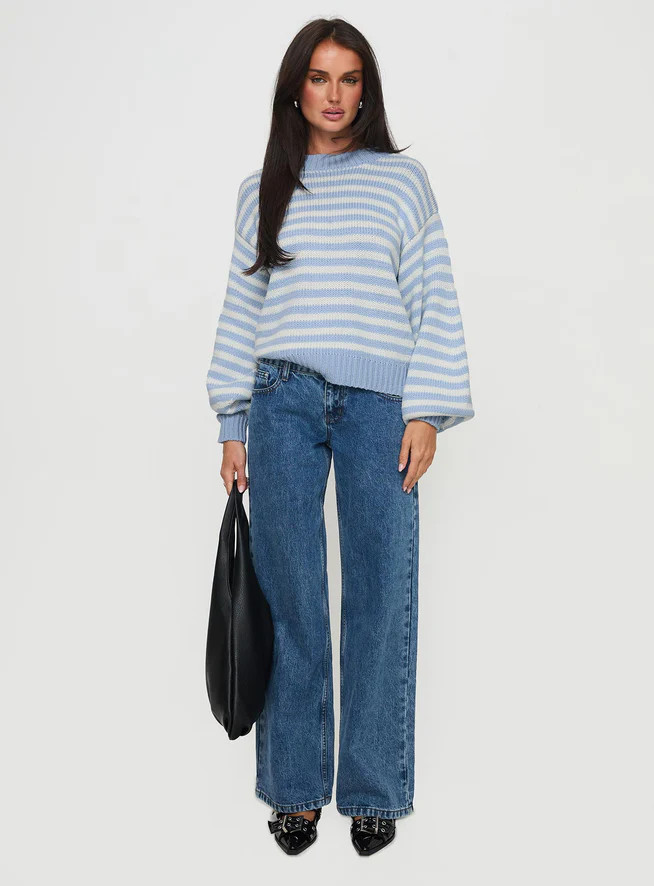 Harmony Knit Sweater Blue / White Stripe | Princess Polly US