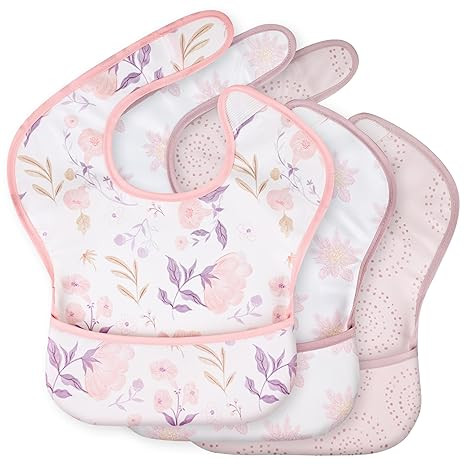 3 Pack Waterproof Baby Bibs for Eating, Mess Proof Feeding Bib | Lightweight & Wipeable Toddler F... | Amazon (US)
