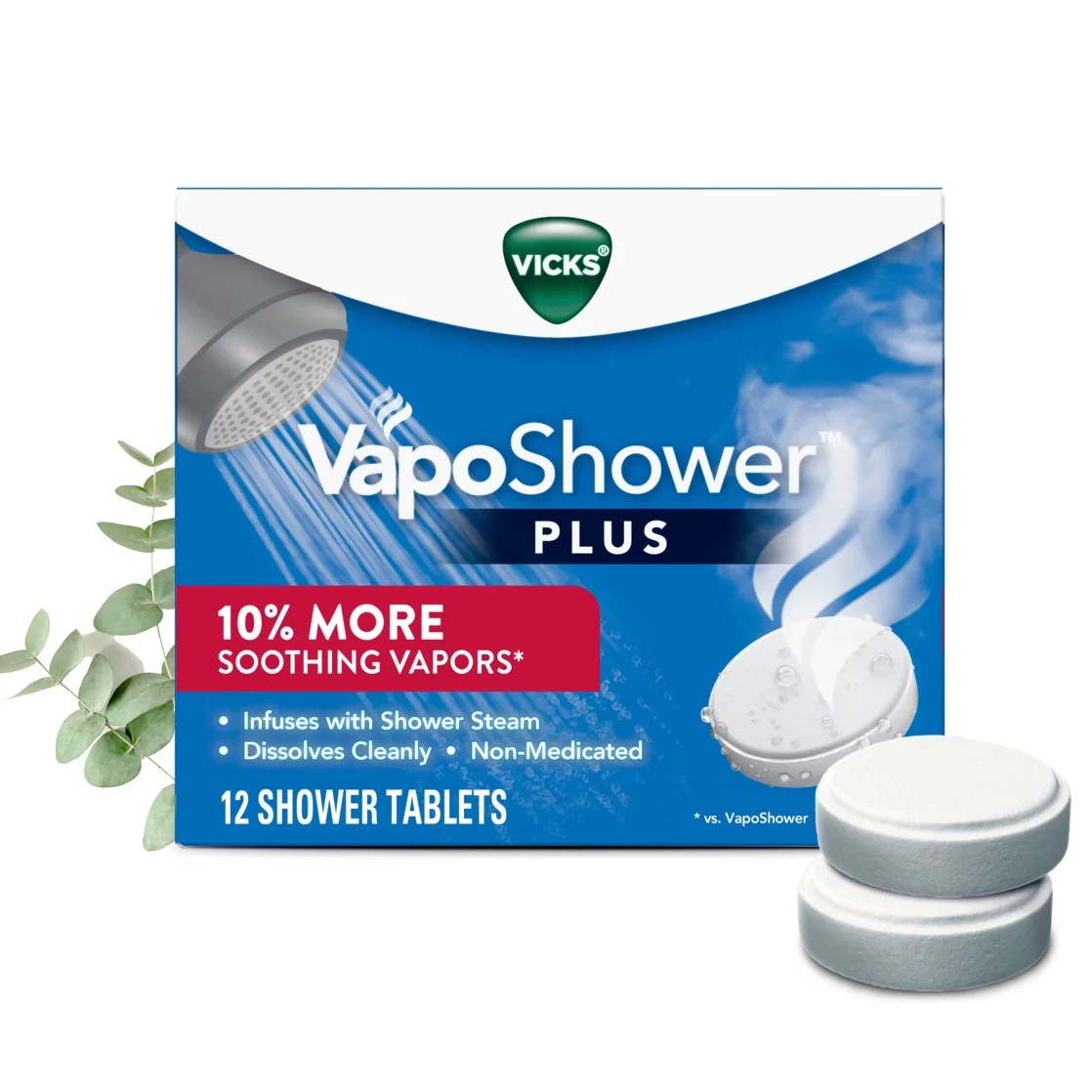 Vicks Vapo Shower Tablets Plus, Soothing Non-Medicated Vapor Steamers with Menthol Scent, 12 Coun... | Walmart (US)