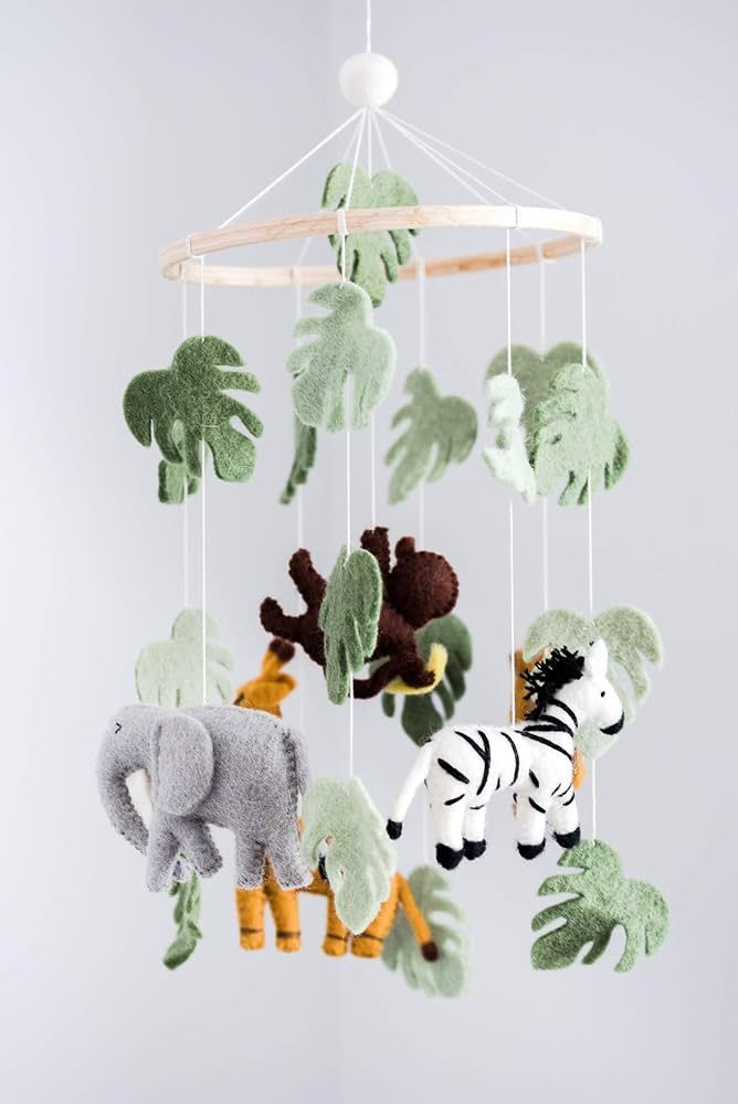 Jungle Animals Baby Mobile, Safari Nursery Room Decor, Safari Theme Nursery, Wild Animals Decorat... | Amazon (US)