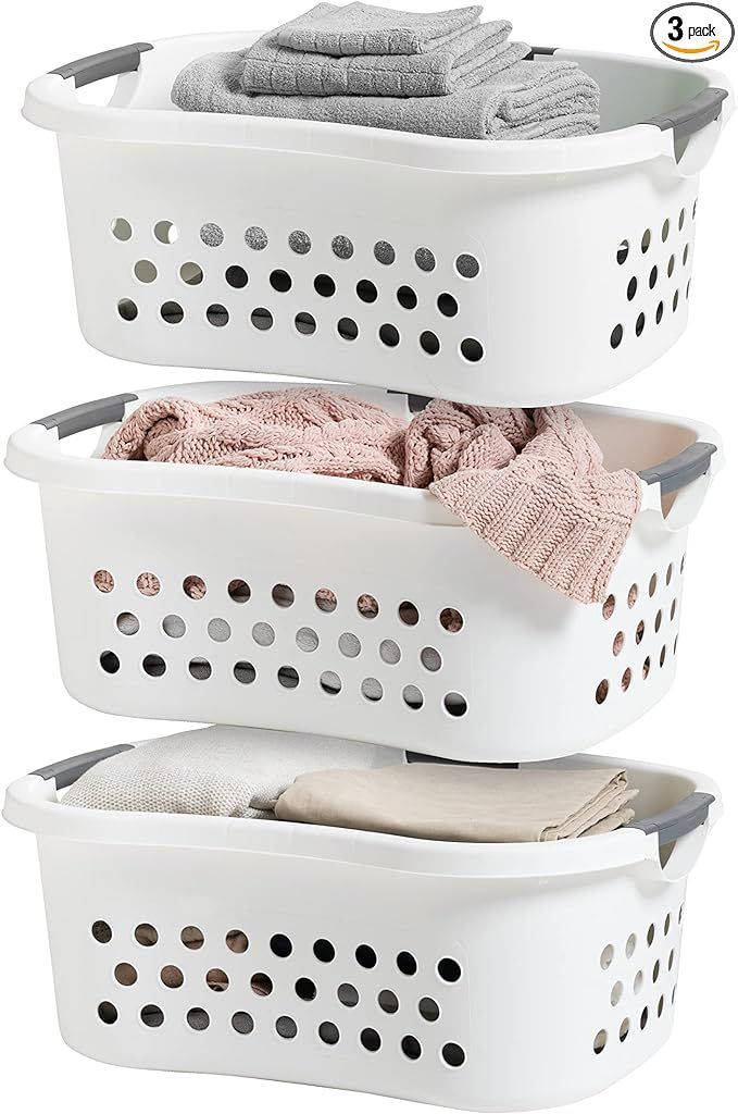 IRIS USA 3 Pack Comfort Carry Laundry Basket, White | Amazon (US)