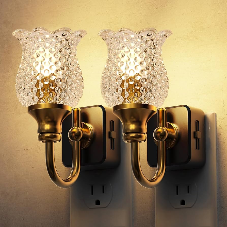 L LOHAS LED Night Lights Plug into Wall, 2 Pack 3000K Soft White LED Floral Night Lights with Aut... | Amazon (US)