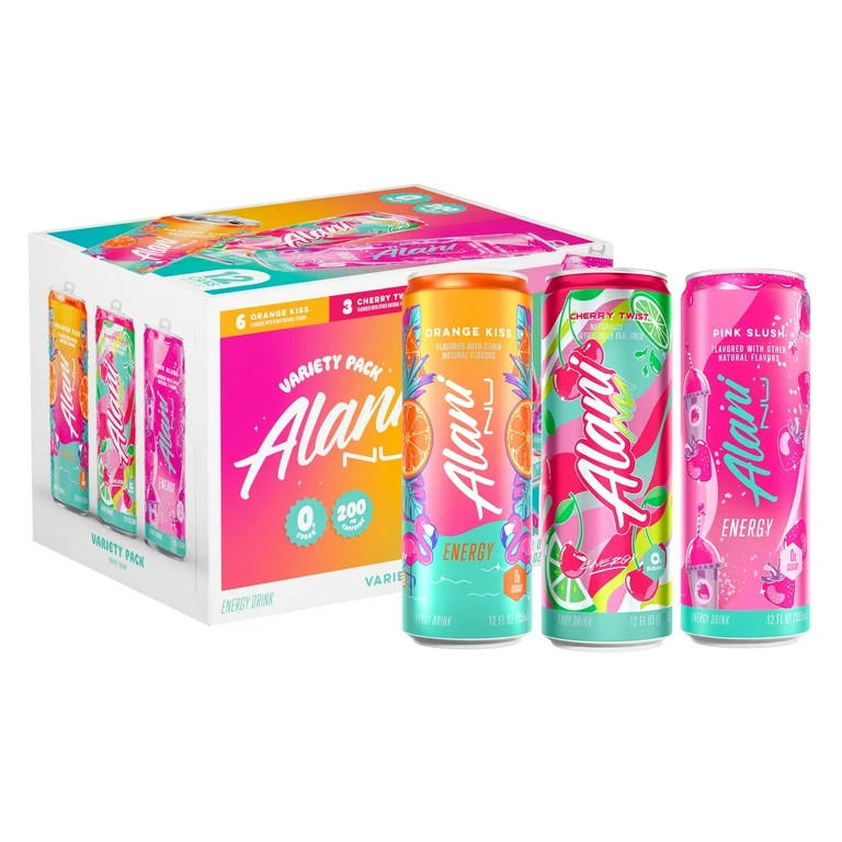 Alani Nu Sugar Free Energy Drink, Variety Pack, Pink Slush, Orange Kiss, Cherry Twist, 12 fl oz, ... | Walmart (US)