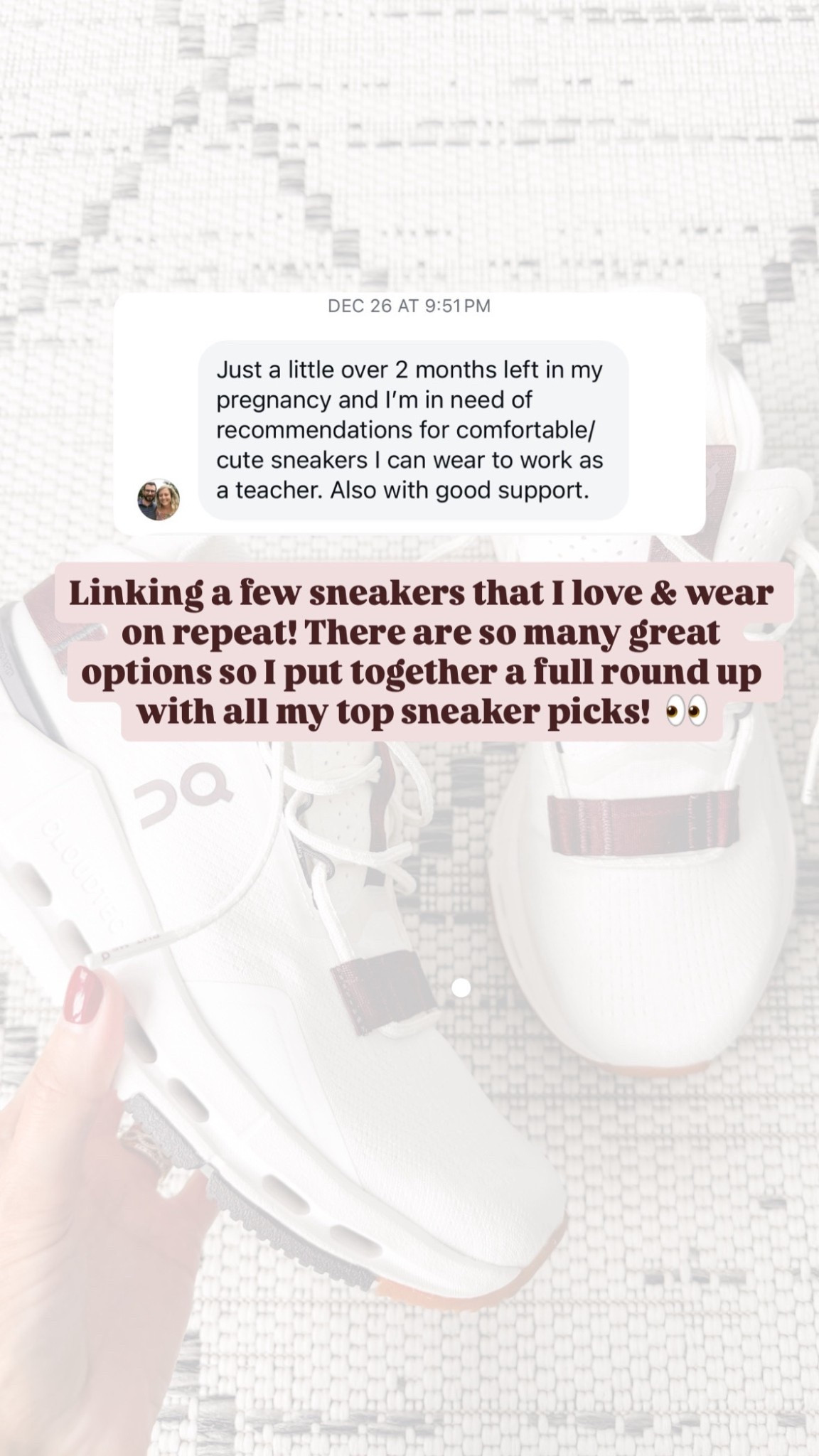 Here are some of my favorite pairs of sneakers! I wear these on repeat!

Loverly Grey, sneakers, women’s sneakers, On Cloud, New Balance 

#LTKootd #LTKActive