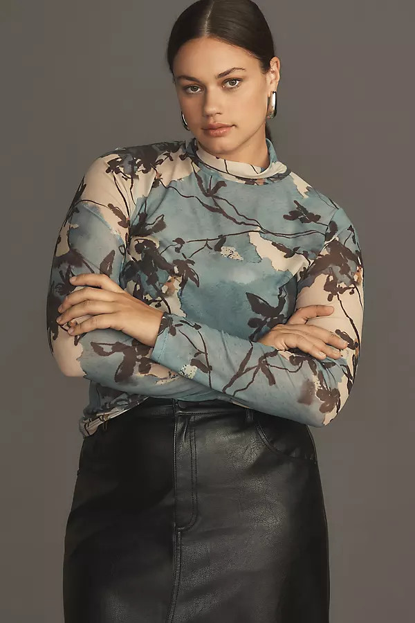 By Anthropologie Mesh Turtleneck Top | Anthropologie (US)