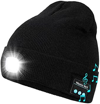 Bluetooth Beanie Hat with Light, Unisex USB Rechargeable 4 LED Headlamp Cap with Wireless Headpho... | Amazon (US)