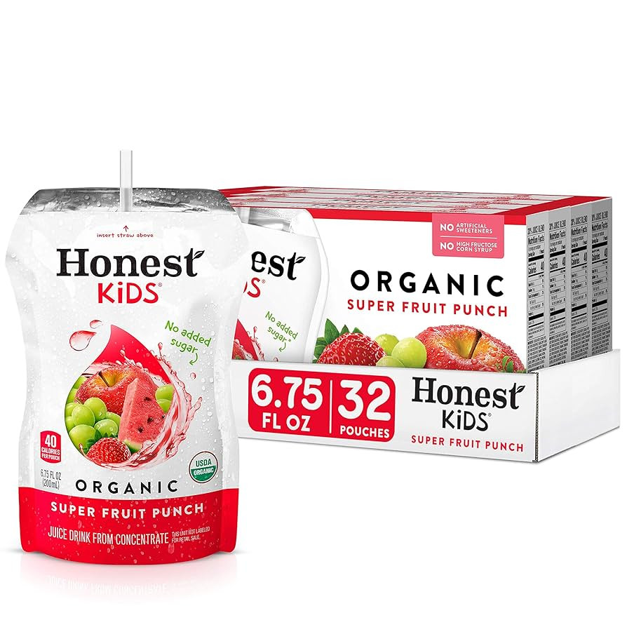 Honest Kids Super Fruit Punch Organic Fruit Juice Drink, 6.75 Fl Oz, 6.75 Fl Oz (Pack of 32) | Amazon (US)