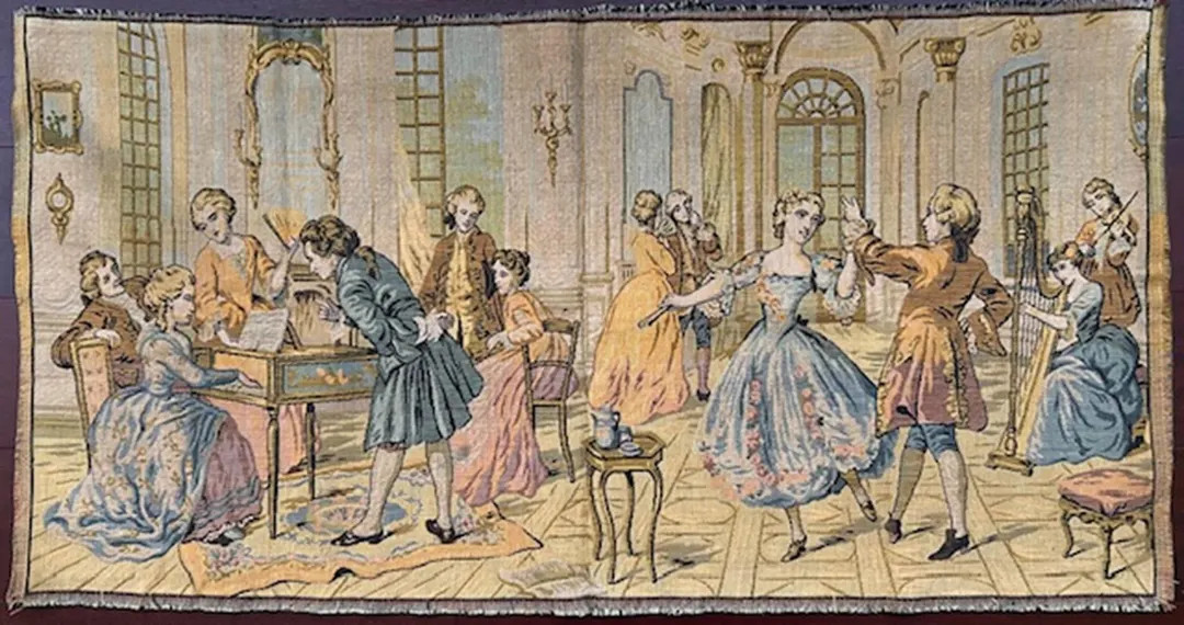 Vintage Belgian French 38" x 20" Victorian Ballroom Dancers Wall Hanging Tapestry | Etsy (US)