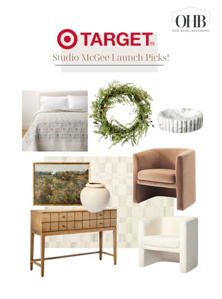 Target Studio McGee December 2022 launch, console
Table, wreath, upholstered chair 

#LTKhome #LTKsalealert