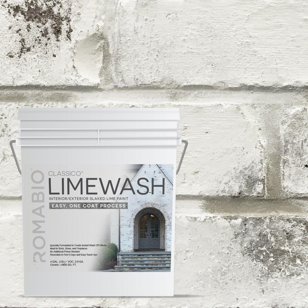 ROMABIO 4 Gal. Avorio White Limewash Interior/Exterior Paint-101152 - The Home Depot | The Home Depot