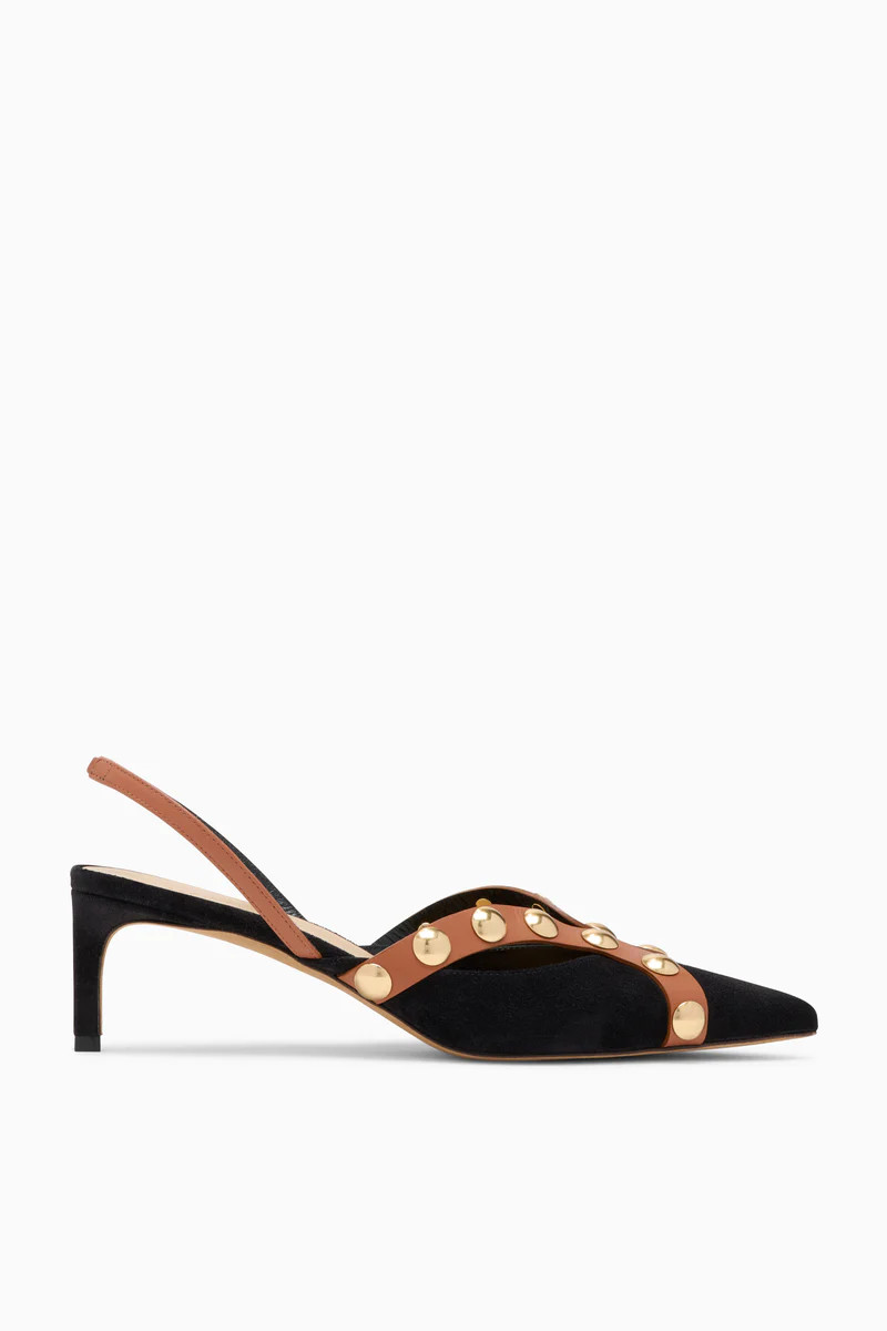 Vendome Studded Kitten Heel - Noir Mixte | Ulla Johnson