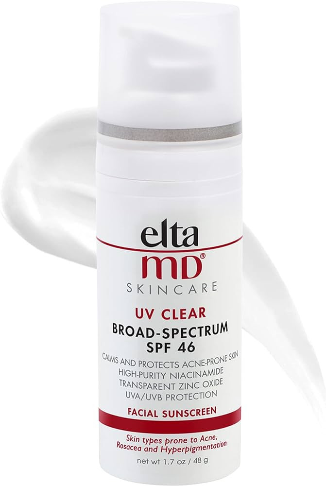EltaMD UV Clear Face Sunscreen, SPF 46 Oil Free Sunscreen with Zinc Oxide, Protects and Calms Sen... | Amazon (US)