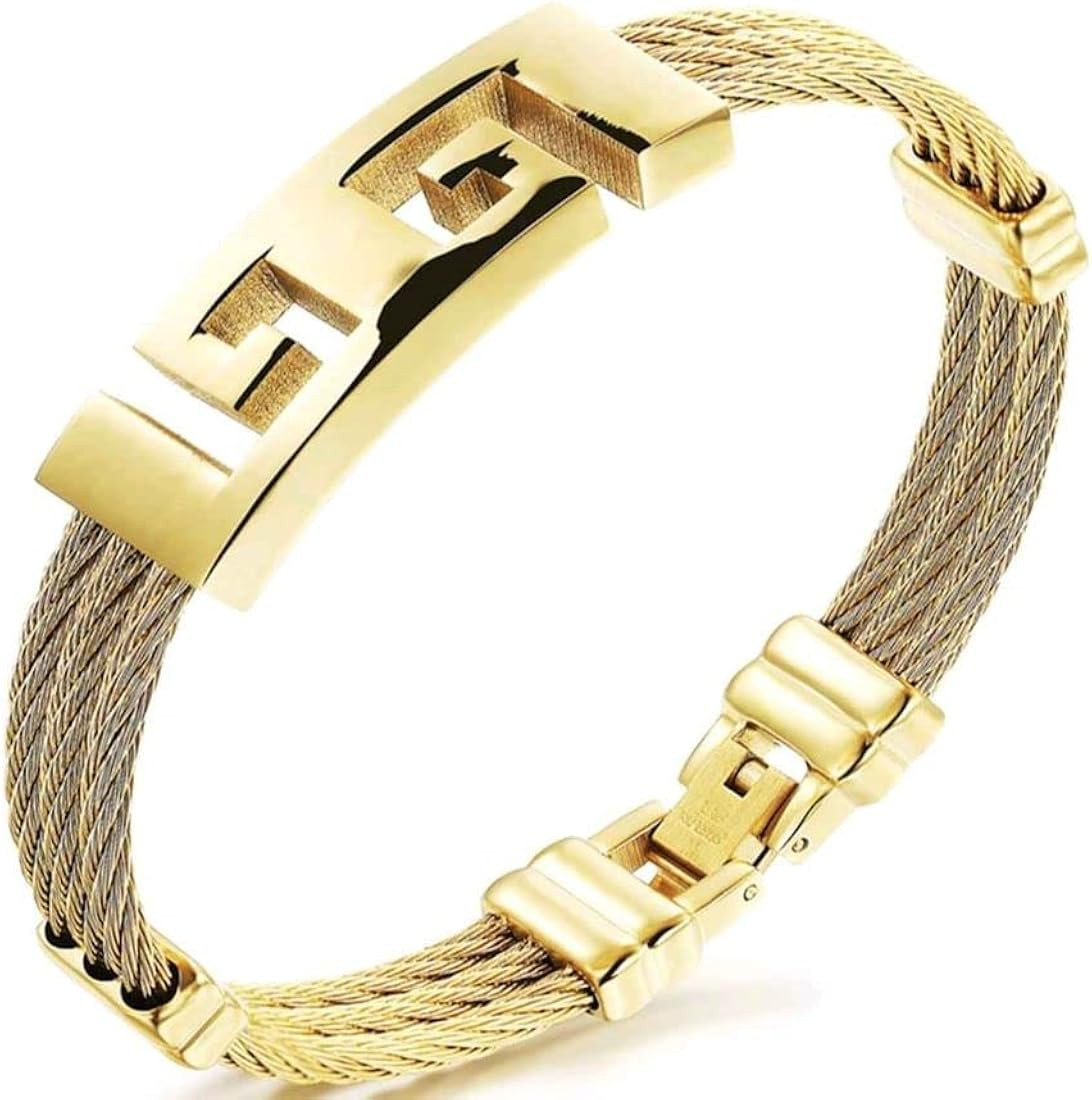 Omoft Men's 18k Gold Plated Stainless Steel Bracelet - Durable and Water-Resistant Gift for Anniv... | Amazon (US)