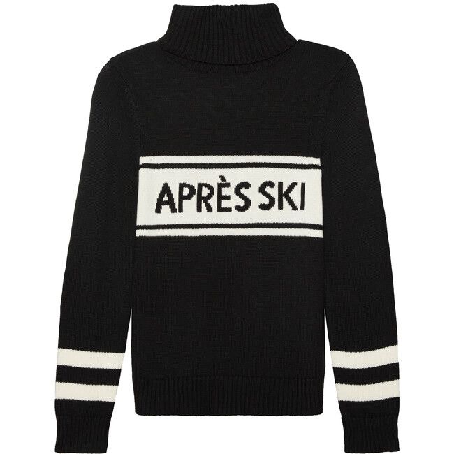 Women's Turtleneck Block 'APRES SKI' Sweater, Black | Maisonette