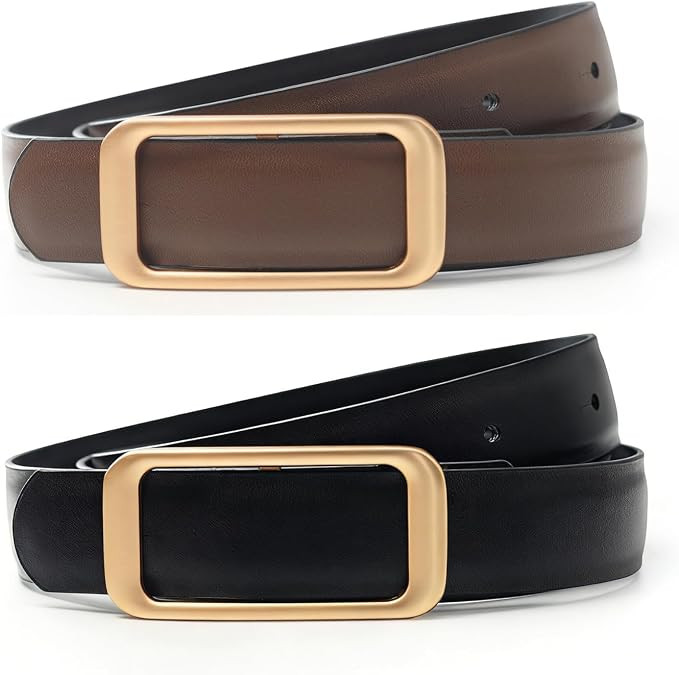 GOELIA Women's Reversible Genuine Leather Belt Thin Fashion Waist Belts for Jeans Pants Dresses w... | Amazon (US)