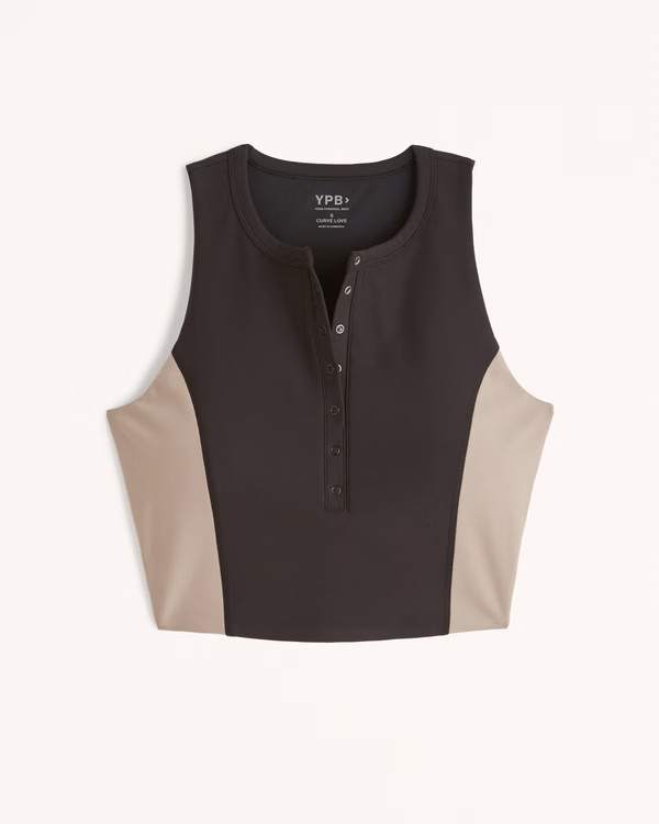 YPB sculptLUX Curve Love Plunge Henley Slim Tank | Abercrombie & Fitch (US)