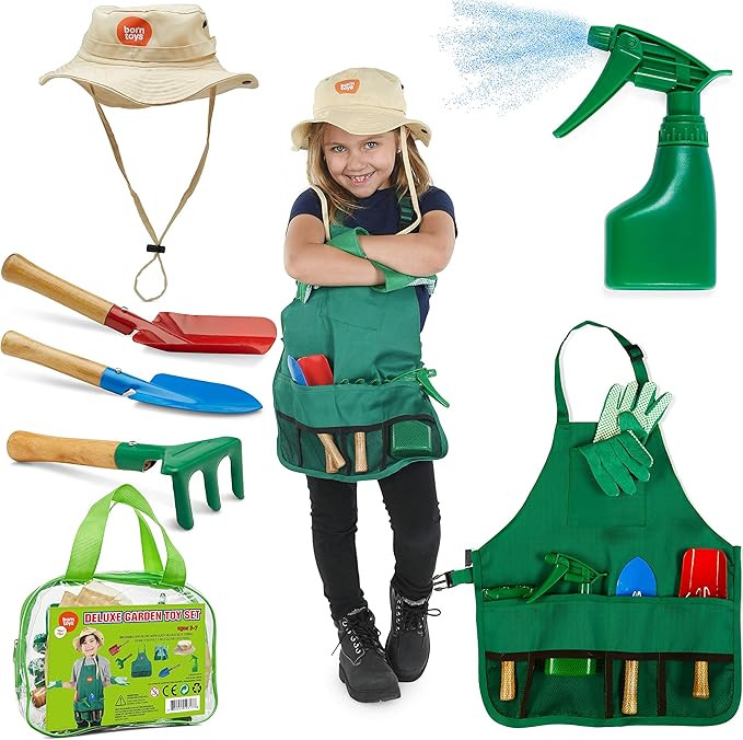 Born Toys Kids Gardening Set, Kids Gardening Tools with rake, Kids Gardening Gloves and Washable ... | Amazon (US)