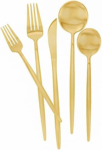 Matte Gold Silverware Set 30 Pieces, FAMEWARE Stainless Steel Flatware Set，Service for 6，Kit... | Amazon (US)